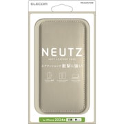 PM-A24APLFY2GB [iPhone 16用 ケース レザー カバー 手帳型 マグネット フラップ 衝撃吸収 ストラップホール付 スタンド機能付 カードケース機能付 NEUTZ グレージュ]