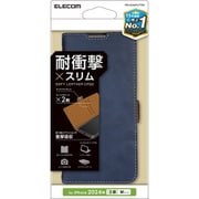 PM-A24APLFYNV [iPhone 16用 ケース レザー カバー 手帳型 マグネット フラップ 衝撃吸収 スリム ストラップホール付 スタンド機能付 カードケース機能付 ネイビー]