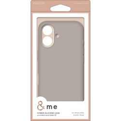 PM-A24ASCSHGB [iPhone 16用 ケース ハイブリッド シリコン カバー カメラレンズ保護設計 アンチダストコート ストラップホールシート付 ＆me グレージュ]