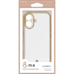 PM-A24AUCTMLBU [iPhone 16用 ケース ソフト カバー 衝撃吸収 カメラレンズ保護設計 ストラップホール付 メタリックライン ＆me ライトブルー]