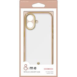 PM-A24AUCTMLPN [iPhone 16用 ケース ソフト カバー 衝撃吸収 カメラレンズ保護設計 ストラップホール付 メタリックライン ＆me ピンク]