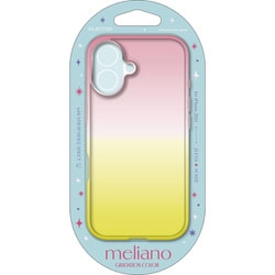 PM-A24AUCWCPNYL [iPhone 16用 ケース ソフト カバー 耐衝撃 カメラレンズ保護設計 グラデーション ストラップホールシート付 meliano ピーチ×ミモザ]