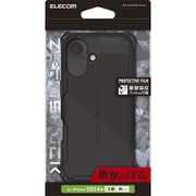 PM-A24AZEROBK [iPhone 16用 ケース ハイブリッド カバー 衝撃吸収 カメラレンズ保護設計 ストラップホール付 フィルム付 ZEROSHOCK ブラック]