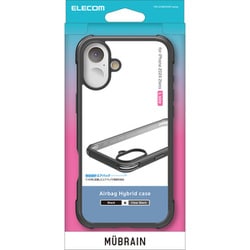 PM-A24BHVAIRBK [iPhone 16 Plus用 ケース ハイブリッド カバー 衝撃吸収 軽量 カメラ周り保護 MUBRAIN ブラック×クリアブラック]