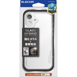 PM-A24BHVCG1CR [iPhone 16 Plus用 ケース ハイブリッド カバー 衝撃吸収 カメラレンズ保護設計 ストラップホール付 背面ガラス 硬度9H クリア]