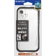 PM-A24BHVCG1CR [iPhone 16 Plus用 ケース ハイブリッド カバー 衝撃吸収 カメラレンズ保護設計 ストラップホール付 背面ガラス 硬度9H クリア]