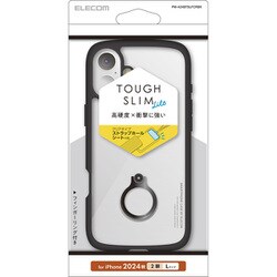 PM-A24BTSLFCRBK [iPhone 16 Plus用 ケース ハイブリッド カバー 衝撃吸収 軽量 薄型 カメラレンズ保護設計 ストラップホール付 リング付 スタンド機能付 硬度5H ストラップホールシート付 TOUGH SLIM LITE ブラック]
