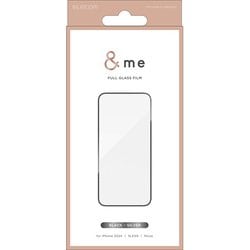PM-A24CFLGGRSSV [iPhone 16 Pro用 ガラスフィルム 高透明 全面保護 強化ガラス 表面硬度10H ラインストーン風フレームデザイン 指紋防止 飛散防止 貼り付けツール付 気泡防止 ＆me]