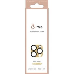 PM-A24CFLLP6BE [iPhone 16 Pro/iPhone 16 Pro Max用 カメラフィルム ガラス カメラ全体保護 全面グリッター 高透明 強化ガラス 表面硬度10H 指紋防止 飛散防止 カメラレンズ保護カバー ＆me カフェオレ]