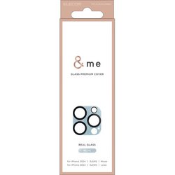 PM-A24CFLLP6BU [iPhone 16 Pro/iPhone 16 Pro Max用 カメラフィルム ガラス カメラ全体保護 全面グリッター 高透明 強化ガラス 表面硬度10H 指紋防止 飛散防止 カメラレンズ保護カバー ＆me ブルー]