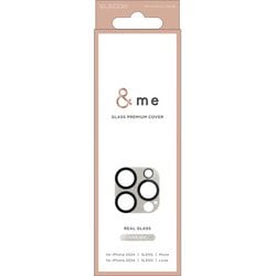 PM-A24CFLLP6GB [iPhone 16 Pro/iPhone 16 Pro Max用 カメラフィルム ガラス カメラ全体保護 全面グリッター 高透明 強化ガラス 表面硬度10H 指紋防止 飛散防止 カメラレンズ保護カバー ＆me グレージュ]
