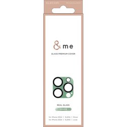 PM-A24CFLLP6GN [iPhone 16 Pro/iPhone 16 Pro Max用 カメラフィルム ガラス カメラ全体保護 全面グリッター 高透明 強化ガラス 表面硬度10H 指紋防止 飛散防止 カメラレンズ保護カバー ＆me グリーン]