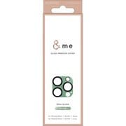 PM-A24CFLLP6GN [iPhone 16 Pro/iPhone 16 Pro Max用 カメラフィルム ガラス カメラ全体保護 全面グリッター 高透明 強化ガラス 表面硬度10H 指紋防止 飛散防止 カメラレンズ保護カバー ＆me グリーン]
