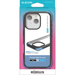 PM-A24CHVAIRBK2 [iPhone 16 Pro用 ケース ハイブリッド カバー 衝撃吸収 軽量 カメラ周り保護 MUBRAIN ブラック×クリアグリーン]