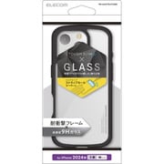 PM-A24CTSLFCGBK [iPhone 16 Pro用 ケース ハイブリッド カバー 衝撃吸収 軽量 薄型 ストラップホール付 背面ガラスクリア 硬度9H ストラップホールシート付 TOUGH SLIM LITE ブラック]