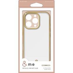 PM-A24CUCTMLGB [iPhone 16 Pro用 ケース ソフト カバー 衝撃吸収 カメラレンズ保護設計 ストラップホール付 メタリックライン ＆me グレージュ]