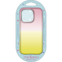 PM-A24CUCWCPNYL [iPhone 16 Pro用 ケース ソフト カバー 耐衝撃 カメラレンズ保護設計 グラデーション ストラップホールシート付 meliano ピーチ×ミモザ]
