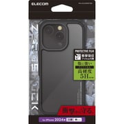 PM-A24CZEROFCBK [iPhone 16 Pro用 ケース ハイブリッド カバー 衝撃吸収 カメラレンズ保護設計 ストラップホール付 背面クリア 硬度5H フィルム付 ZEROSHOCK ブラック]