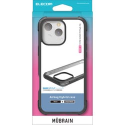 PM-A24DHVAIRBK [iPhone 16 Pro Max用 ケース ハイブリッド カバー 衝撃吸収 軽量 カメラ周り保護 MUBRAIN ブラック×クリアブラック]