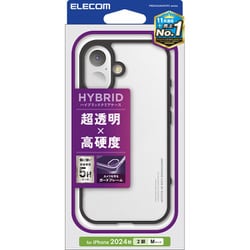 PMCA24AHVCFCBK [iPhone 16用 ケース ハイブリッド カバー 衝撃吸収 カメラレンズ保護設計 ストラップホール付 硬度5H ブラック]