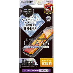 PMCA24CFLGDC [iPhone 16 Pro用 ガラスフィルム 高透明 強化ガラス ダイヤモンドコート 表面硬度10H超 指紋防止 傷に強い 飛散防止 貼り付けツール付 気泡防止]
