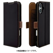 8251IP467BSMBKB [iPhone 16 Plus用 手帳型ケース 薄型 カード入れ スタンド機能 衝撃吸収 シンプル サイドマグネット BK BR]