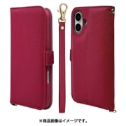 8254IP467BHSMA [iPhone 16 Plus用 手帳型ケース カード入れ おしゃれ スタンド機能 シンプル ハンドストラップ付き マグネット式 マゼンタ]