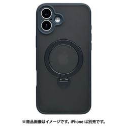 8323IP467ZSFSLNV [iPhone 16 Plus用 ZEROSAFE Shaft ハイブリッドケース TPU＋PC カメラ周囲保護 Magsafe対応 360°回転スタンド フロストネイビー]