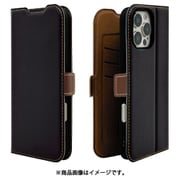 8267IP467PBSMBKB [iPhone 16 Pro Max用 手帳型ケース 薄型 カード入れ スタンド機能 衝撃吸収 シンプル サイドマグネット BK BR]