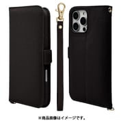 8269IP467PBHSBK [iPhone 16 Pro Max用 手帳型ケース カード入れ おしゃれ スタンド機能 シンプル ハンドストラップ付き マグネット式 ブラック]