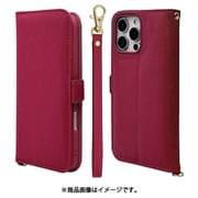8270IP467PBHSMA [iPhone 16 Pro Max用 手帳型ケース カード入れ おしゃれ スタンド機能 シンプル ハンドストラップ付き マグネット式 マゼンタ]