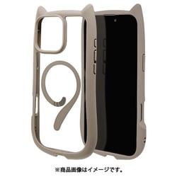 8336IP467PHPMTA [iPhone 16 Pro Max用 ハイブリッドケース 猫耳 猫 衝撃吸収 TPU＋PC かわいい Magsafe対応 MIL規格 トープ]