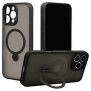 8393-IP467PZSFSLBK [iPhone 16 Pro Max用 ZEROSAFE Shaft ハイブリッドケース TPU＋PC カメラ周囲保護 Magsafe対応 360°回転スタンド フロストブラック]