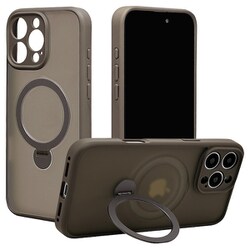 8327IP467PZSFSLNL [iPhone 16 Pro Max用 ZEROSAFE Shaft ハイブリッドケース TPU＋PC カメラ周囲保護 Magsafe対応 360°回転スタンド フロストナチュラル]