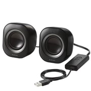 PC スピーカー 有線 USB-A接続 小型 ステレオ 最大出力4.4W(2.2W+2.2W) アンプ内蔵 ボリュームコントローラー付 モニタースピーカー ブラック MS-P08USB3BK