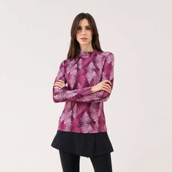 032-22016-42-074 [ゴルフウェア レディース TRIBU シーズンモチーフプリントハイネックシャツ 042（Lサイズ） ピンク系]