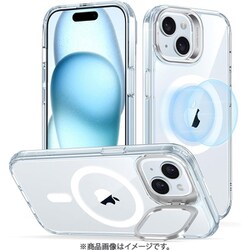 ESR Classic Hybrid Case with Stash Stand （HaloLock） for iPhone 15-Clear Blue [iPhone 15用 カメラリングスタンド付 クリアハイブリッド Magsafe ケース]