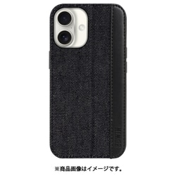MD75553-2 [iPhone 16用 背面型ケース スタンドデニム BK]