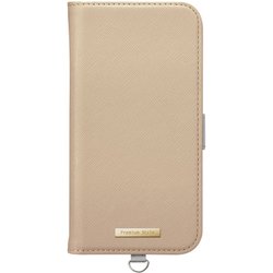 PG-24AFP04BE [iPhone 16用 フリップカバー サフィアーノ調/ベージュ]