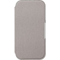 PG-24AGF08GY [iPhone 16用 ガラスフリップケース キャンバス/ライトグレー]