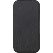 PG-24BGF04BK [iPhone 16 Pro用 ガラスフリップケース ナイロンメッシュ調/ブラック]