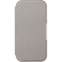 PG-24BGF08GY [iPhone 16 Pro用 ガラスフリップケース キャンバス/ライトグレー]
