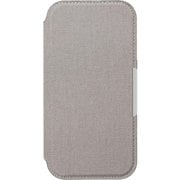 PG-24BGF08GY [iPhone 16 Pro用 ガラスフリップケース キャンバス/ライトグレー]