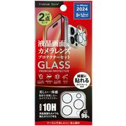 PG-24BGLFPST [iPhone 16 Pro用 液晶全面保護ガラス 角割れ防止PETフレーム カメラプロテクターセット/高透明]