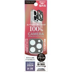 PG-24BLGD06BK [iPhone 16 Pro/16 Pro Max用 カメラレンズフレーム ラインストーン/ブラック]