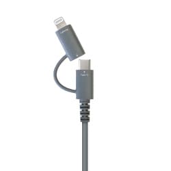 Lightning変換アダプター付 USB Type-C（CtoC）ふわふわケーブル 1m グレー CCJ-CL1M GY