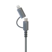 Lightning変換アダプター付 USB Type-C(CtoC)ふわふわケーブル 1m グレー CCJ-CL1M GY