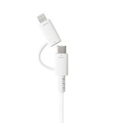Lightning変換アダプター付 USB Type-C(CtoC)ふわふわケーブル 1m ホワイト CCJ-CL1M WH