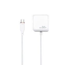 急速充電器 USB PD（パワーデリバリー）対応 30W USB-Cケーブル一体型 1.5m PD-PPS ホワイト AKJ-PD30STG WH
