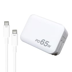 USB急速充電器 USB PD（パワーデリバリー）対応 65W USB-C×2/USB-A×1 USB-C端子ケーブル付き（1m） PD-PPS ホワイト AKJ-PD65DX WH